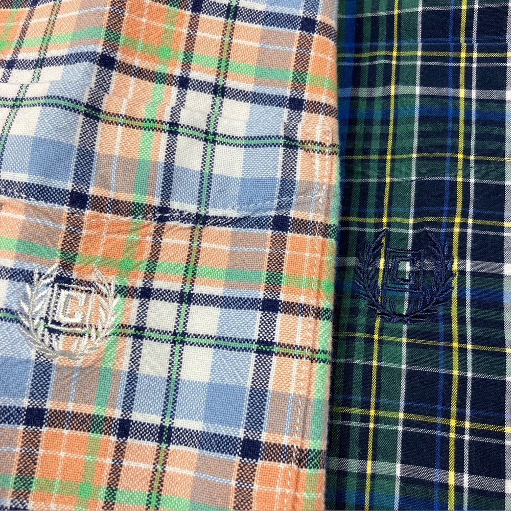 Chaps 2pc lot bundle Mens Plaid Button-Down Shirts- Blue/Green & Pastel Multi XL - Picture 2 of 8
